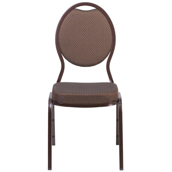 Flash Furniture HERCULES Series Teardrop Back Stacking Banquet Chair in Brown Patterned Fabric - Copper Vein Frame - FD-C04-COPPER-008-T-02-GG