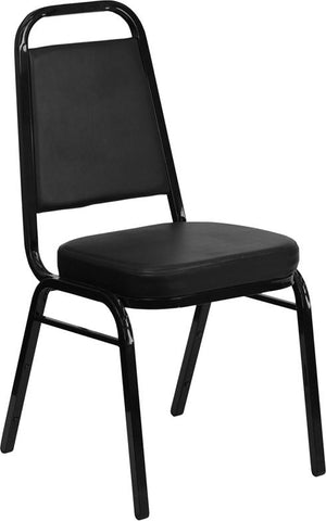 Flash Furniture HERCULES Series Trapezoidal Back Stacking Banquet Chair in Black Vinyl - Black Frame - FD-BHF-1-GG