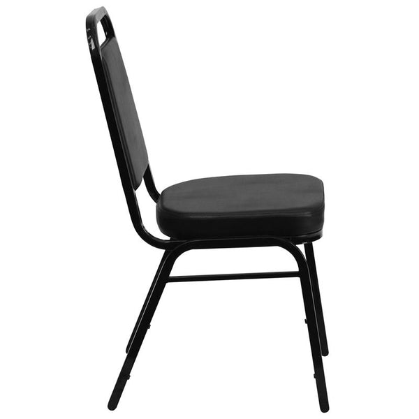 Flash Furniture HERCULES Series Trapezoidal Back Stacking Banquet Chair in Black Vinyl - Black Frame - FD-BHF-1-GG