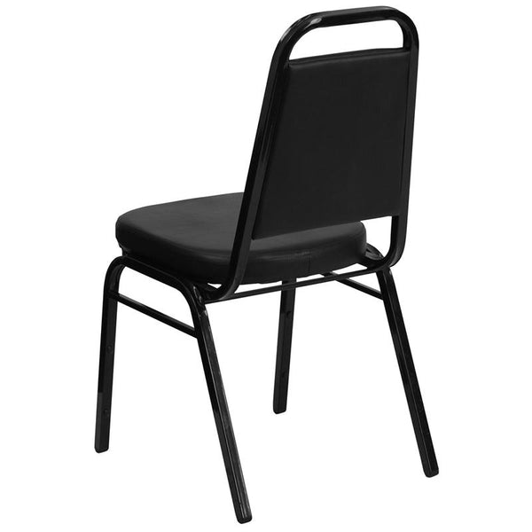 Flash Furniture HERCULES Series Trapezoidal Back Stacking Banquet Chair in Black Vinyl - Black Frame - FD-BHF-1-GG