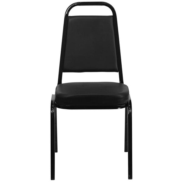 Flash Furniture HERCULES Series Trapezoidal Back Stacking Banquet Chair in Black Vinyl - Black Frame - FD-BHF-1-GG