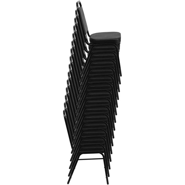 Flash Furniture HERCULES Series Trapezoidal Back Stacking Banquet Chair in Black Vinyl - Black Frame - FD-BHF-1-GG