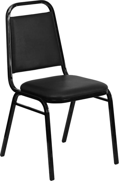 Flash Furniture HERCULES Series Trapezoidal Back Stacking Banquet Chair in Black Vinyl - Black Frame - FD-BHF-2-GG