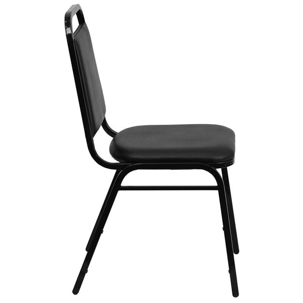 Flash Furniture HERCULES Series Trapezoidal Back Stacking Banquet Chair in Black Vinyl - Black Frame - FD-BHF-2-GG