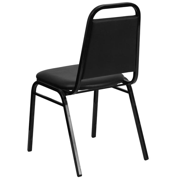 Flash Furniture HERCULES Series Trapezoidal Back Stacking Banquet Chair in Black Vinyl - Black Frame - FD-BHF-2-GG