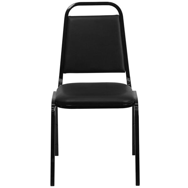 Flash Furniture HERCULES Series Trapezoidal Back Stacking Banquet Chair in Black Vinyl - Black Frame - FD-BHF-2-GG