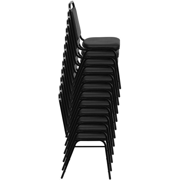 Flash Furniture HERCULES Series Trapezoidal Back Stacking Banquet Chair in Black Vinyl - Black Frame - FD-BHF-2-GG