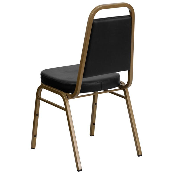 Flash Furniture HERCULES Series Trapezoidal Back Stacking Banquet Chair in Black Vinyl - Gold Frame - FD-BHF-1-ALLGOLD-BK-GG