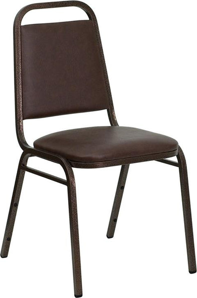 Flash Furniture HERCULES Series Trapezoidal Back Stacking Banquet Chair in Brown Vinyl - Copper Vein Frame - FD-BHF-2-BN-GG