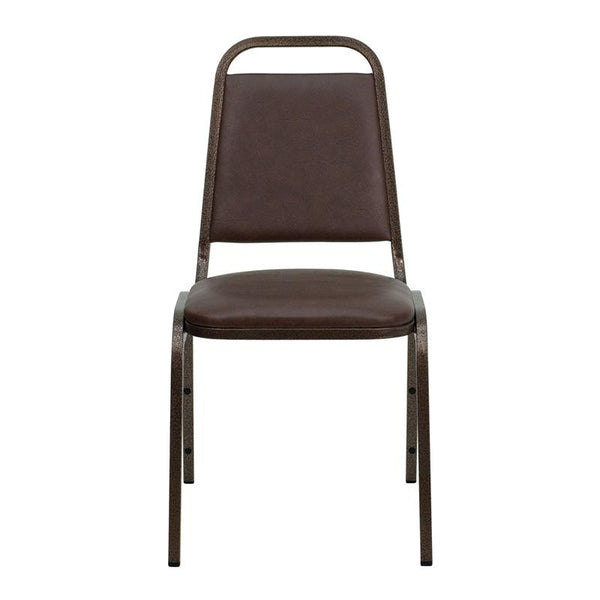 Flash Furniture HERCULES Series Trapezoidal Back Stacking Banquet Chair in Brown Vinyl - Copper Vein Frame - FD-BHF-2-BN-GG