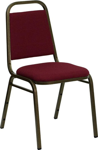 Flash Furniture HERCULES Series Trapezoidal Back Stacking Banquet Chair in Burgundy Fabric - Gold Vein Frame - FD-BHF-2-BY-GG