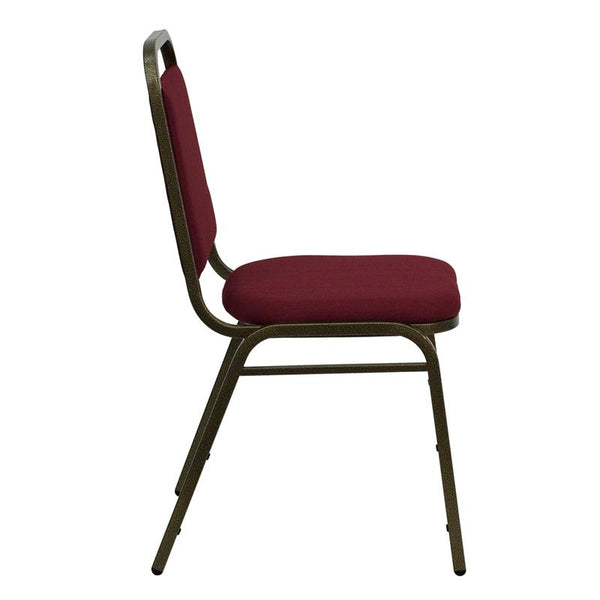 Flash Furniture HERCULES Series Trapezoidal Back Stacking Banquet Chair in Burgundy Fabric - Gold Vein Frame - FD-BHF-2-BY-GG