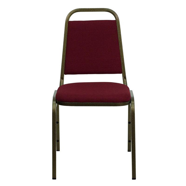 Flash Furniture HERCULES Series Trapezoidal Back Stacking Banquet Chair in Burgundy Fabric - Gold Vein Frame - FD-BHF-2-BY-GG