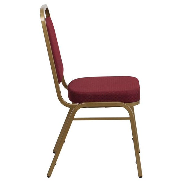 Flash Furniture HERCULES Series Trapezoidal Back Stacking Banquet Chair in Burgundy Patterned Fabric - Gold Frame - FD-BHF-1-ALLGOLD-0847-BY-GG