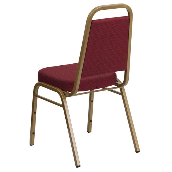 Flash Furniture HERCULES Series Trapezoidal Back Stacking Banquet Chair in Burgundy Patterned Fabric - Gold Frame - FD-BHF-1-ALLGOLD-0847-BY-GG