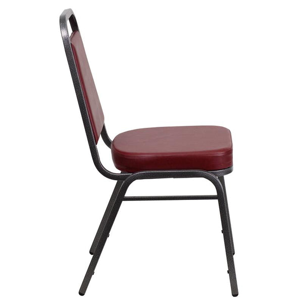 Flash Furniture HERCULES Series Trapezoidal Back Stacking Banquet Chair in Burgundy Vinyl - Silver Vein Frame - FD-BHF-1-SILVERVEIN-BY-GG