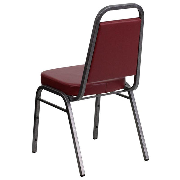 Flash Furniture HERCULES Series Trapezoidal Back Stacking Banquet Chair in Burgundy Vinyl - Silver Vein Frame - FD-BHF-1-SILVERVEIN-BY-GG