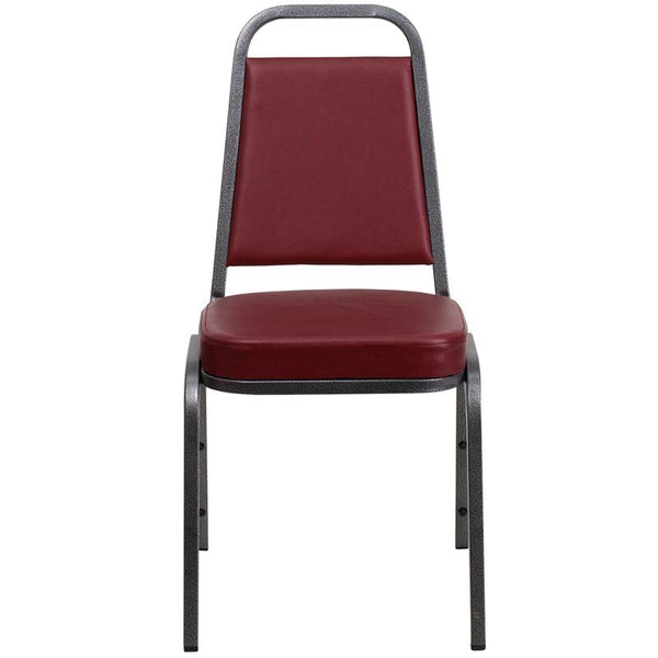 Flash Furniture HERCULES Series Trapezoidal Back Stacking Banquet Chair in Burgundy Vinyl - Silver Vein Frame - FD-BHF-1-SILVERVEIN-BY-GG