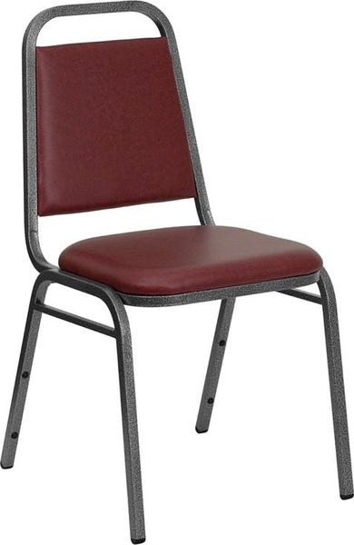 Flash Furniture HERCULES Series Trapezoidal Back Stacking Banquet Chair in Burgundy Vinyl - Silver Vein Frame - FD-BHF-2-BY-VYL-GG