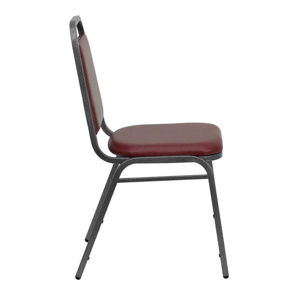 Flash Furniture HERCULES Series Trapezoidal Back Stacking Banquet Chair in Burgundy Vinyl - Silver Vein Frame - FD-BHF-2-BY-VYL-GG