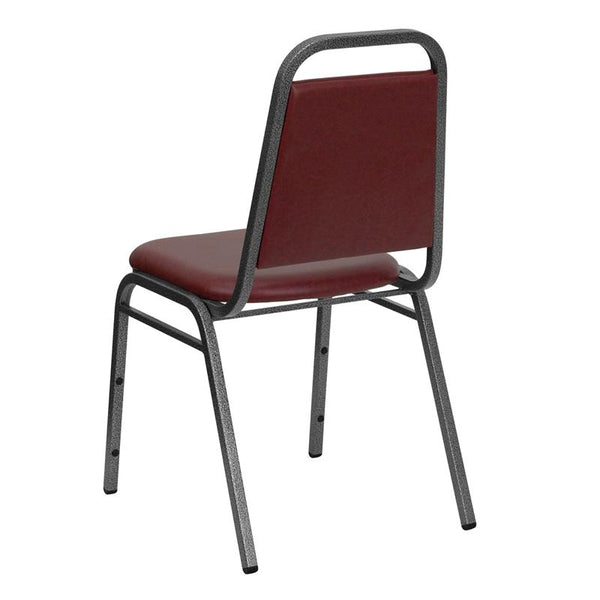 Flash Furniture HERCULES Series Trapezoidal Back Stacking Banquet Chair in Burgundy Vinyl - Silver Vein Frame - FD-BHF-2-BY-VYL-GG