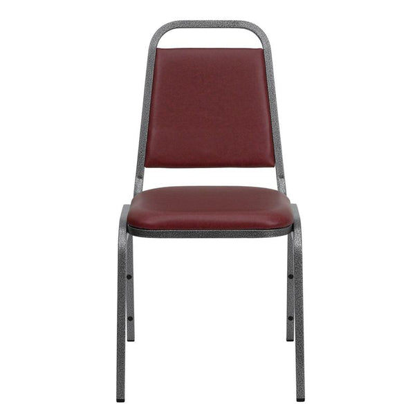 Flash Furniture HERCULES Series Trapezoidal Back Stacking Banquet Chair in Burgundy Vinyl - Silver Vein Frame - FD-BHF-2-BY-VYL-GG