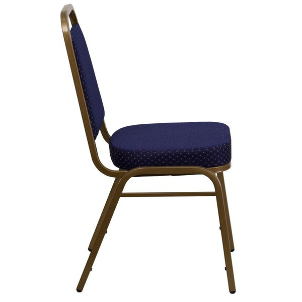 Flash Furniture HERCULES Series Trapezoidal Back Stacking Banquet Chair in Navy Patterned Fabric - Gold Frame - FD-BHF-1-ALLGOLD-0849-NVY-GG