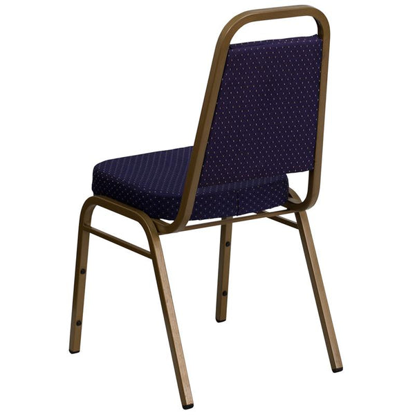 Flash Furniture HERCULES Series Trapezoidal Back Stacking Banquet Chair in Navy Patterned Fabric - Gold Frame - FD-BHF-1-ALLGOLD-0849-NVY-GG