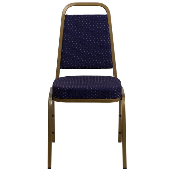 Flash Furniture HERCULES Series Trapezoidal Back Stacking Banquet Chair in Navy Patterned Fabric - Gold Frame - FD-BHF-1-ALLGOLD-0849-NVY-GG