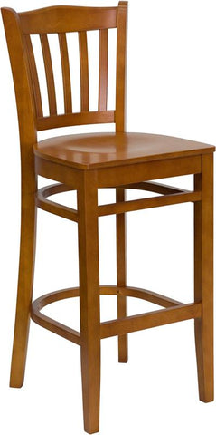 Flash Furniture HERCULES Series Vertical Slat Back Cherry Wood Restaurant Barstool - XU-DGW0008BARVRT-CHY-GG