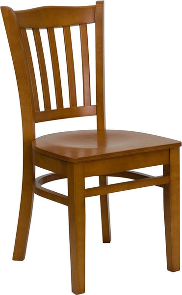 Flash Furniture HERCULES Series Vertical Slat Back Cherry Wood Restaurant Chair - XU-DGW0008VRT-CHY-GG