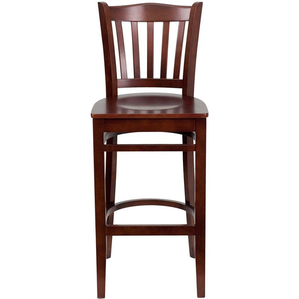 Flash Furniture HERCULES Series Vertical Slat Back Mahogany Wood Restaurant Barstool - XU-DGW0008BARVRT-MAH-GG