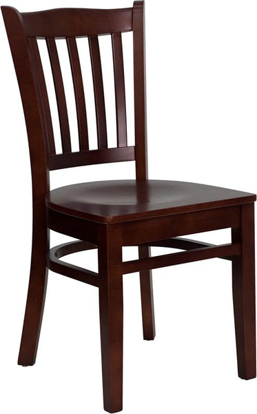 Flash Furniture HERCULES Series Vertical Slat Back Mahogany Wood Restaurant Chair - XU-DGW0008VRT-MAH-GG