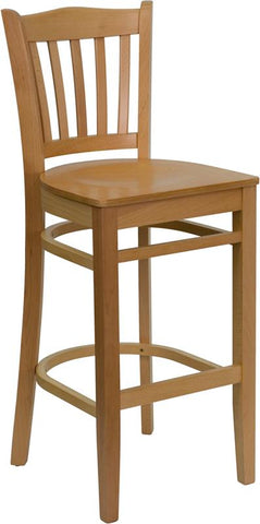 Flash Furniture HERCULES Series Vertical Slat Back Natural Wood Restaurant Barstool - XU-DGW0008BARVRT-NAT-GG