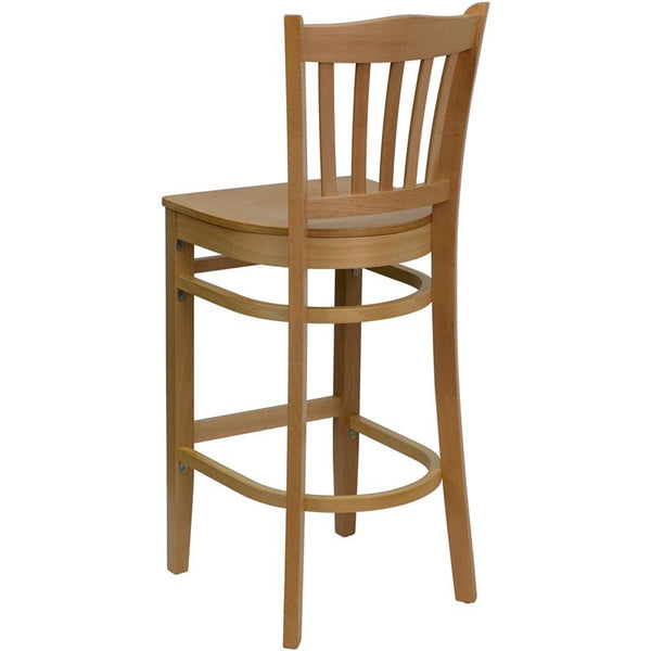 Flash Furniture HERCULES Series Vertical Slat Back Natural Wood Restaurant Barstool - XU-DGW0008BARVRT-NAT-GG