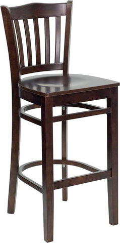 Flash Furniture HERCULES Series Vertical Slat Back Walnut Wood Restaurant Barstool - XU-DGW0008BARVRT-WAL-GG