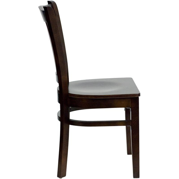 Flash Furniture HERCULES Series Vertical Slat Back Walnut Wood Restaurant Chair - XU-DGW0008VRT-WAL-GG