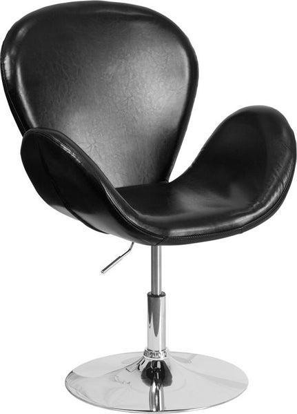 Flash Furniture HERCULES Trestron Series Black Leather Side Reception Chair with Adjustable Height Seat - CH-112420-BK-GG
