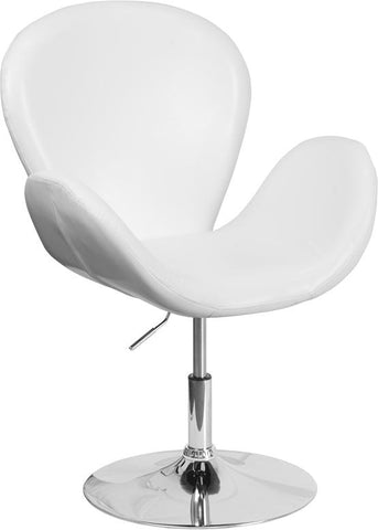 Flash Furniture HERCULES Trestron Series White Leather Side Reception Chair with Adjustable Height Seat - CH-112420-WH-GG