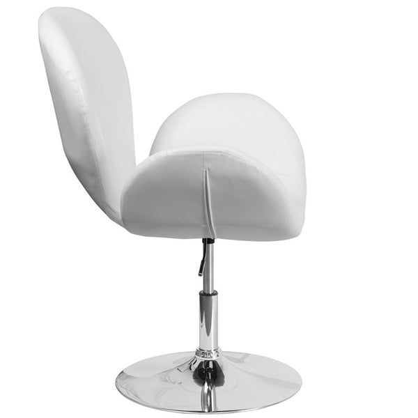 Flash Furniture HERCULES Trestron Series White Leather Side Reception Chair with Adjustable Height Seat - CH-112420-WH-GG
