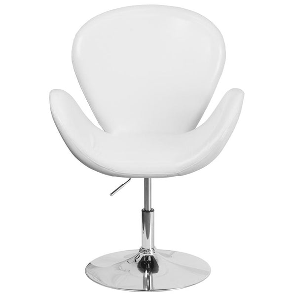 Flash Furniture HERCULES Trestron Series White Leather Side Reception Chair with Adjustable Height Seat - CH-112420-WH-GG