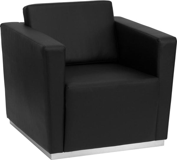 Flash Furniture HERCULES Trinity Series Contemporary Black Leather Chair with Stainless Steel Base - ZB-TRINITY-8094-CHAIR-BK-GG