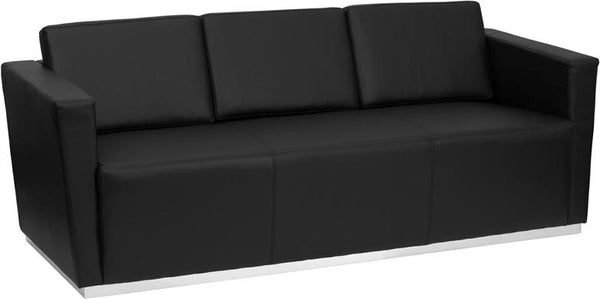 Flash Furniture HERCULES Trinity Series Contemporary Black Leather Sofa with Stainless Steel Base - ZB-TRINITY-8094-SOFA-BK-GG