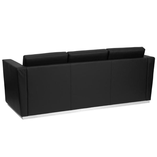 Flash Furniture HERCULES Trinity Series Contemporary Black Leather Sofa with Stainless Steel Base - ZB-TRINITY-8094-SOFA-BK-GG