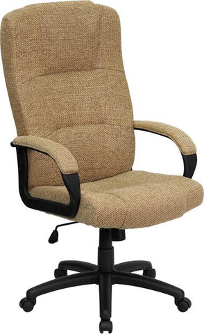 Flash Furniture High Back Beige Fabric Executive Swivel Chair with Arms - BT-9022-BGE-GG