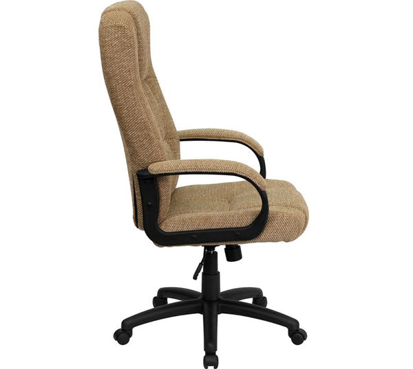 Flash Furniture High Back Beige Fabric Executive Swivel Chair with Arms - BT-9022-BGE-GG