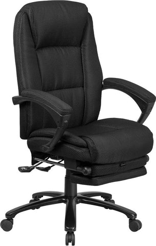 Flash Furniture High Back Black Fabric Executive Reclining Swivel Office Chair with Comfort Coil Seat Springs and Padded Arms - BT-90288H-BK-GG