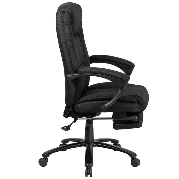 Flash Furniture High Back Black Fabric Executive Reclining Swivel Office Chair with Comfort Coil Seat Springs and Padded Arms - BT-90288H-BK-GG