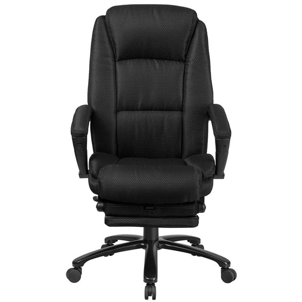 Flash Furniture High Back Black Fabric Executive Reclining Swivel Office Chair with Comfort Coil Seat Springs and Padded Arms - BT-90288H-BK-GG