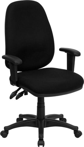 Flash Furniture High Back Black Fabric Executive Swivel Chair with Adjustable Arms - BT-661-BK-GG